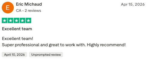 Trustpilot review from Eric Michaud, Easy Machine AI